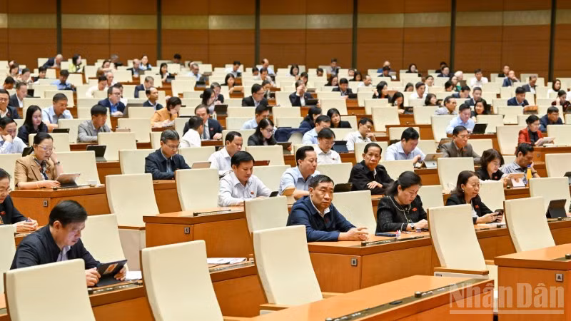 Các đại biểu Quốc hội tham dự phiên họp sáng 31/10/2025. (Ảnh: THỦY NGUYÊN)