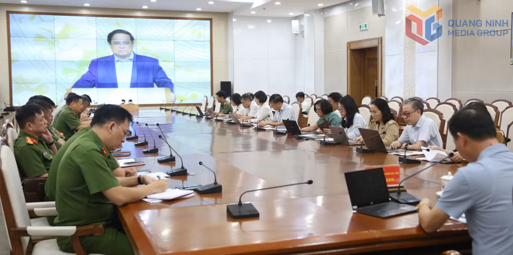 Quang cảnh hội nghị tại điểm cầu tỉnh Quảng Ninh.