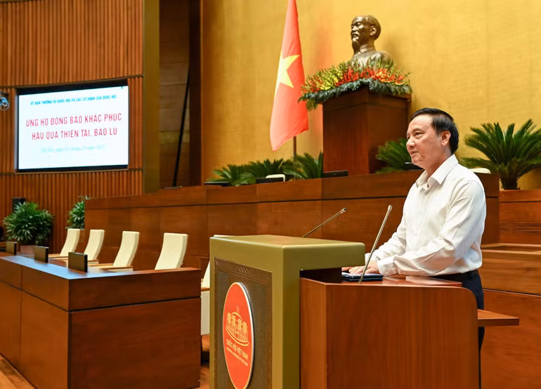 Phó Chủ tịch Quốc hội Nguyễn Khắc Định phát biểu tại lễ phát động. (Ảnh: DUY LINH)