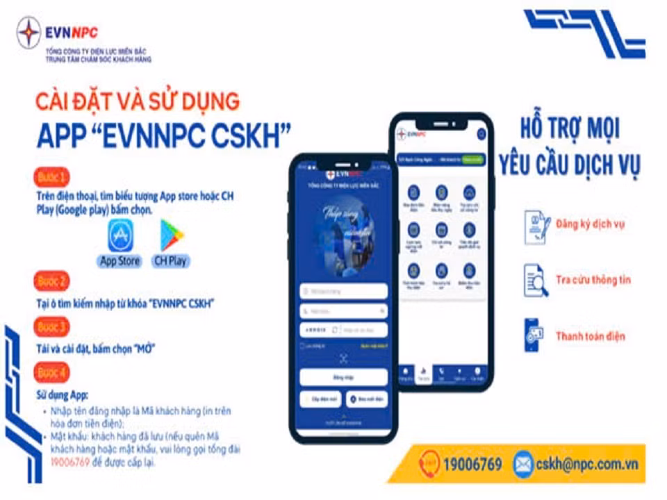 Việc ký hợp đồng mua bán điện giữa khách hàng và Công ty được triển khai nhanh chóng thông qua app "EVNNPC CSKH" của ngành Điện.