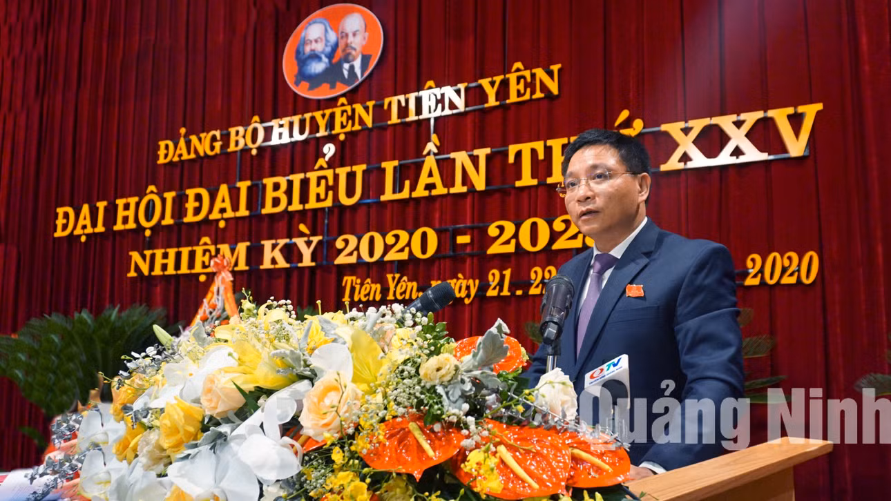 Đồng chí Nguyễn Văn Thắng, Phó Bí thư Tỉnh ủy, Chủ tịch UBND tỉnh, phát biểu chỉ đạo tại đại hội (7-2020). Ảnh: Nguyễn Thanh