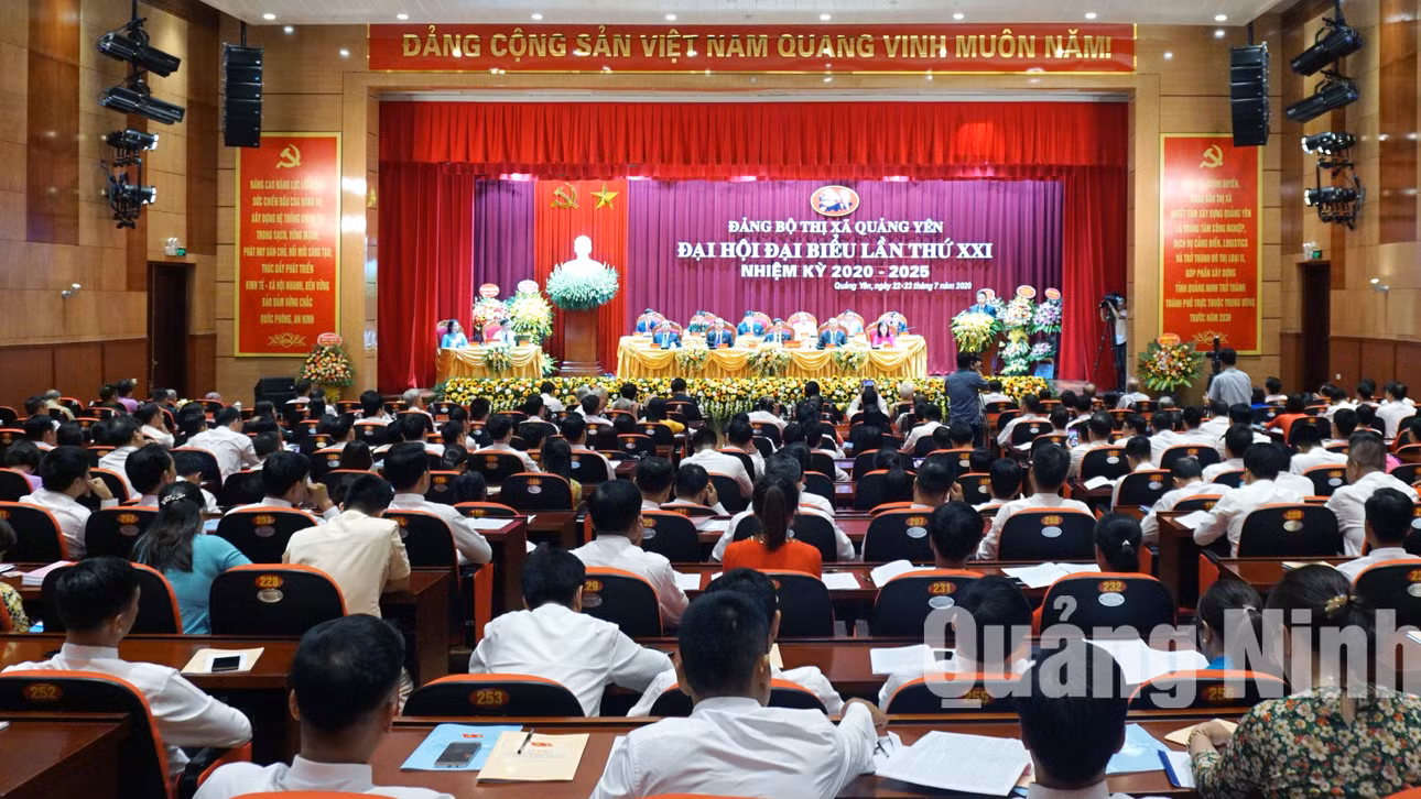 Quang cảnh Đại hội đại biểu Đảng bộ TX Quảng Yên lần thứ XXI, nhiệm kỳ 2020-2025 (7-2020). Ảnh: Nguyễn Thanh