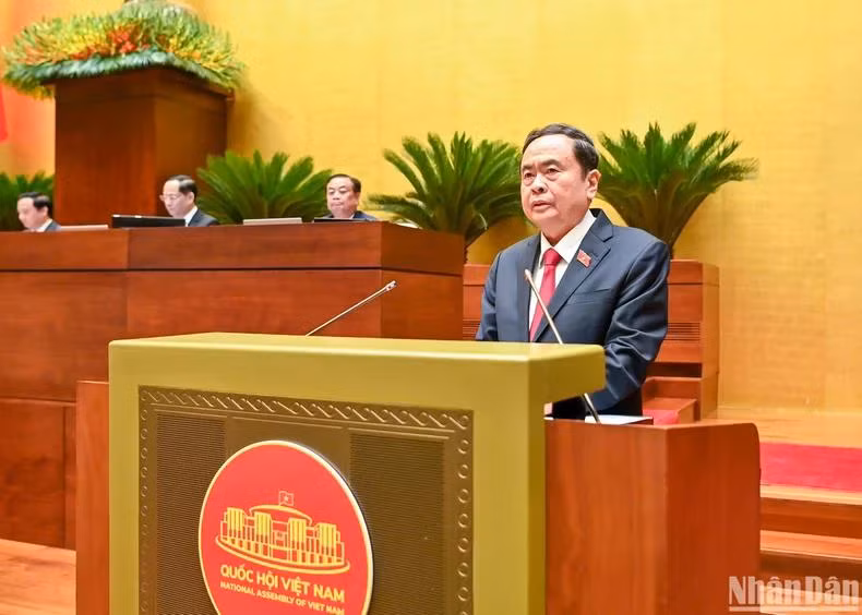 Chủ tịch Quốc hội Trần Thanh Mẫn phát biểu khai mạc Kỳ họp. (Ảnh: DUY LINH)