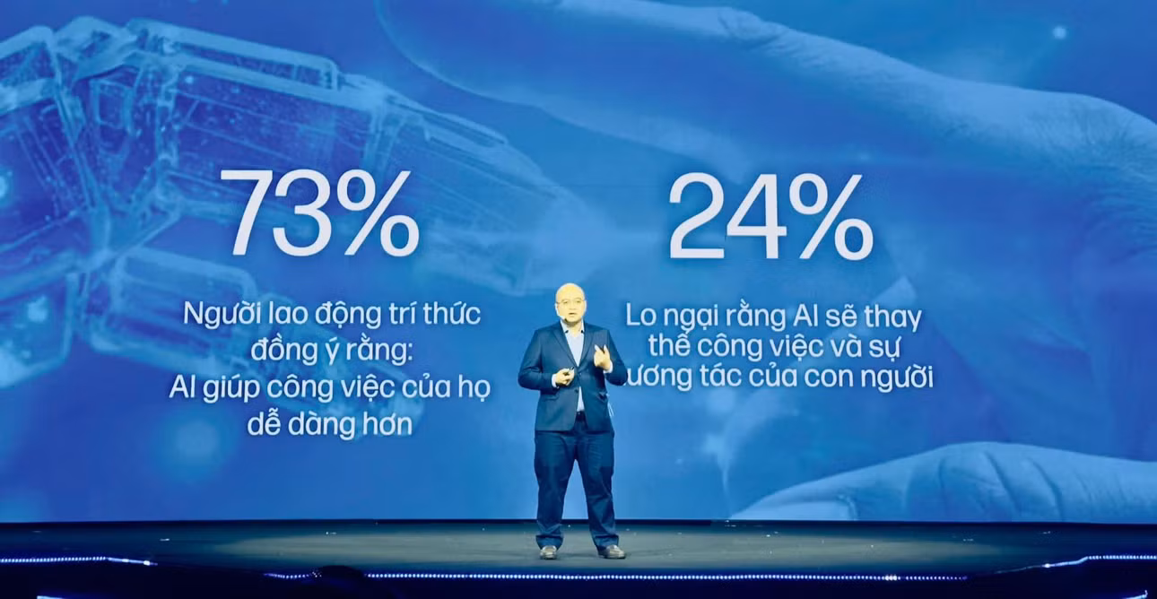 Đại diện nhãn hàng HP chia sẻ về AI tác động đến đời sống và công việc của mọi người hiện nay.