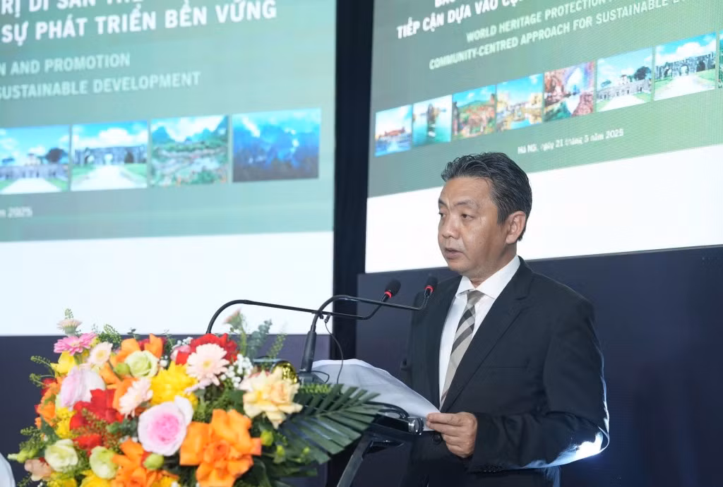 Thứ trưởng Bộ VHTT&DL Hoàng Đạo Cương phát biểu khai mạc. Ảnh: Tuổi trẻ thủ đô