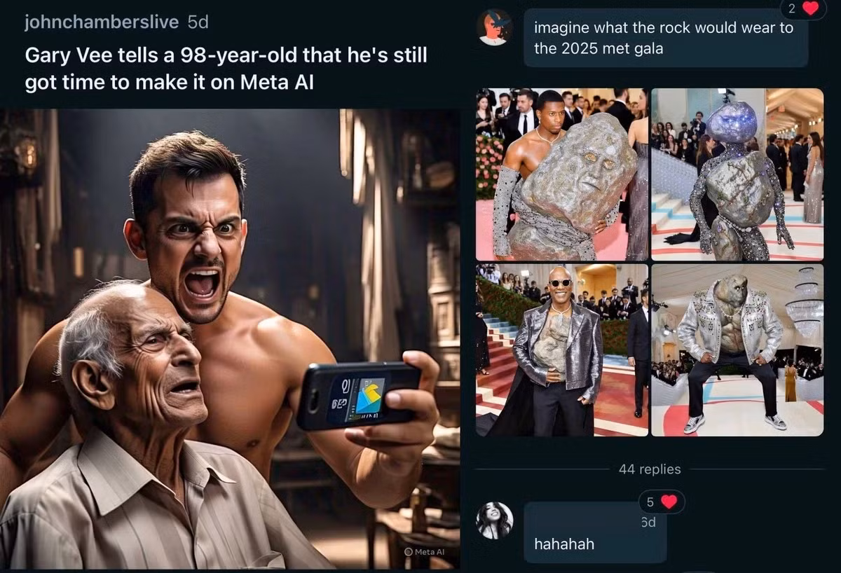 Những bài đăng mang tính giải trí. Ảnh: Meta AI.