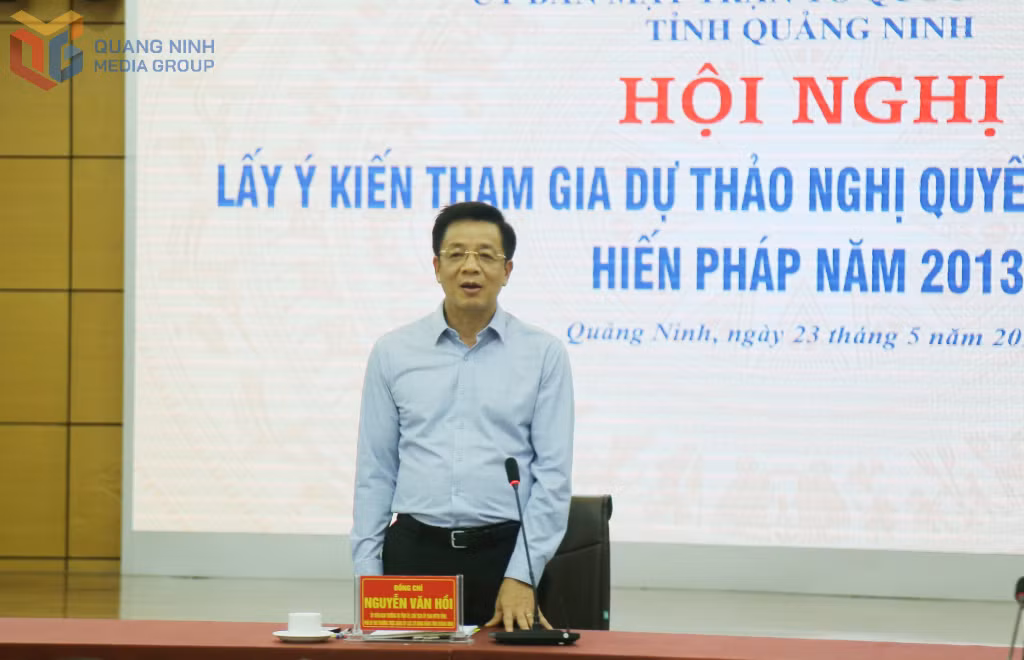 Đồng chí Nguyễn Văn Hồi, Ủy viên BTV TỈnh ủy, Chủ tịch Ủy ban MTTQ tỉnh, phát biểu chỉ đạo tại hội nghị.
