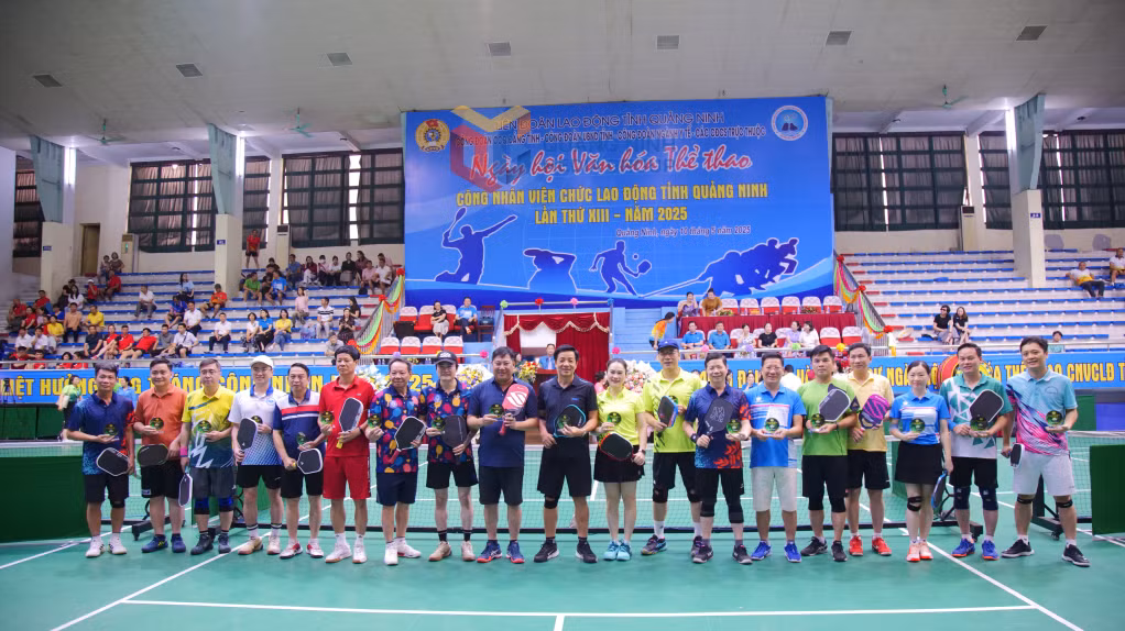 Các VĐV tham gia thi đấu nội dung Pickleball tại ngày hội