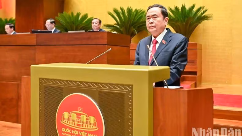 Chủ tịch Quốc hội Trần Thanh Mẫn phát biểu khai mạc Kỳ họp.(Ảnh: DUY LINH-BÙI GIANG)