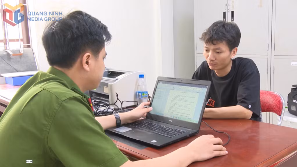Đối tượng Vũ Văn Hải tại cơ quan Công an.