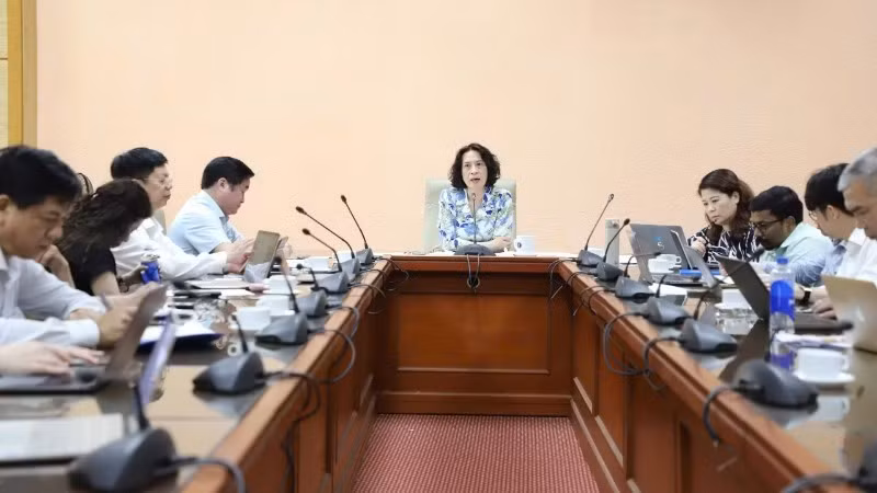 Phó Giáo sư, Tiến sĩ Nguyễn Thị Liên Hương, Thứ trưởng Y tế chủ trì cuộc họp.