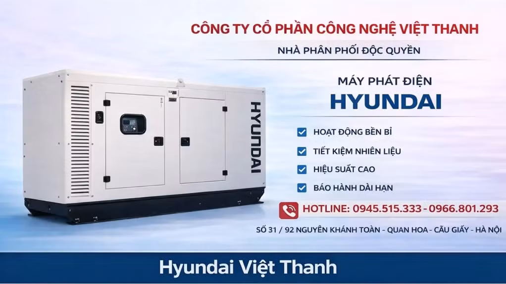 Hyundai Việt Thanh đáp ứng đa dạng nhu cầu điện dự phòng cho doanh nghiệp và công trình.