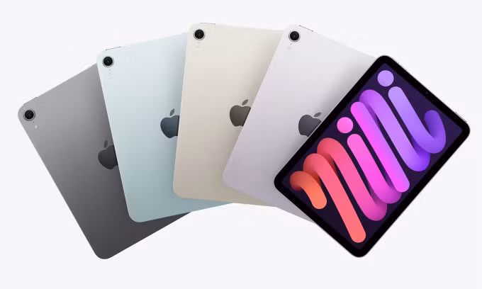 iPad mini 7 với bốn màu sắc. Ảnh: Apple