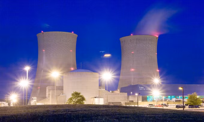 Nhà máy điện hạt nhân Watts Bar ở Tennessee, Mỹ, sử dụng lò phản ứng nước áp suất (PWR). Ảnh: Energyeducation