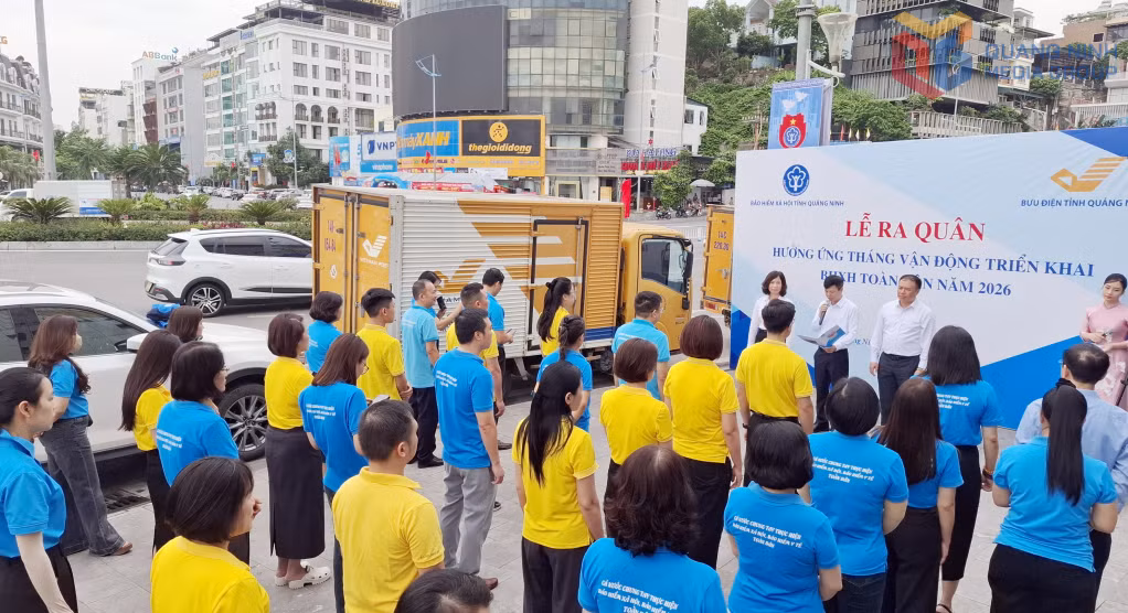 BHXH tỉnh, Sở Nội vụ và Bưu điện tỉnh ra quân hưởng ứng Tháng vận động triển khai BHXH toàn dân 2026.