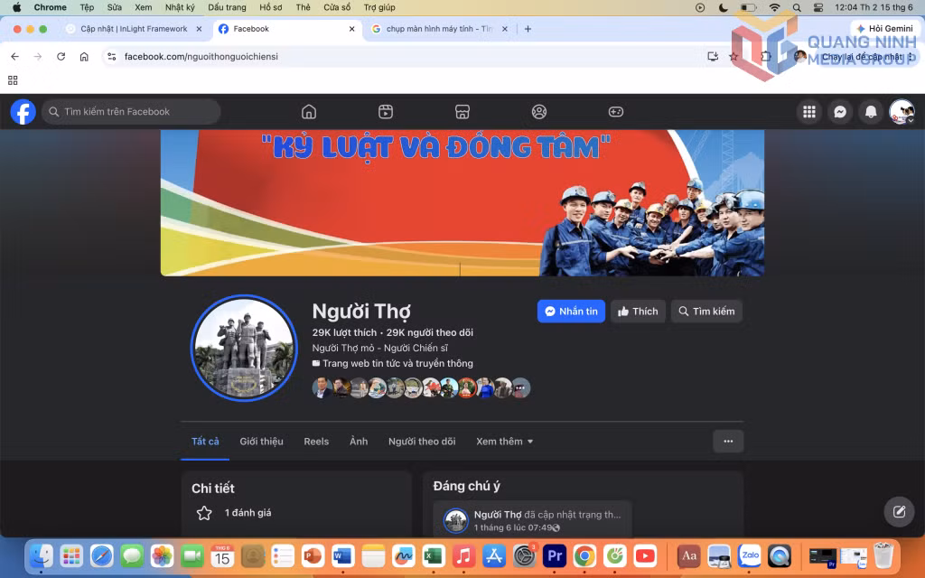 Trang fanpage Người Thợ nhận được sự quan tâm rất lớn của công nhân mỏ.