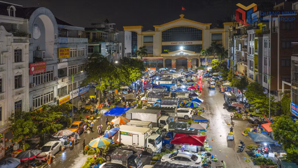 Chợ Hạ Long 1 hoạt động từ khoảng 22 giờ đến 5-6 giờ sáng hôm sau. Đây là thời điểm nhộn nhịp nhất khi hàng hóa được tập kết, thu gom và phân phối đi khắp các địa phương trong tỉnh. 