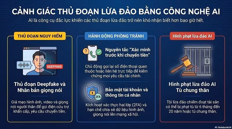 Từ giả mạo giọng nói người thân, tạo video deepfake đến các chiêu trò đầu tư, mua sắm trực tuyến, nhiều nạn nhân đã bị chiếm đoạt tài sản chỉ vì mất cảnh giác trước những thủ đoạn công nghệ cao.