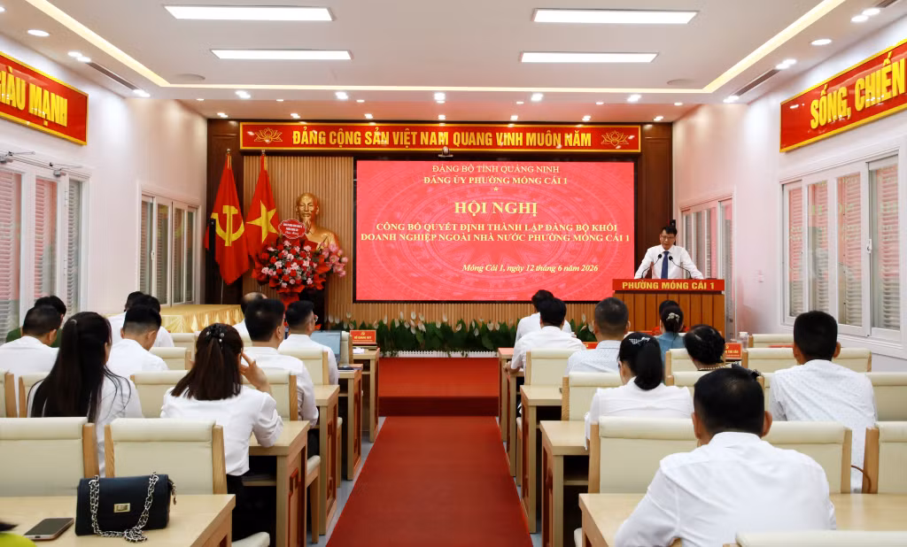 Quang cảnh hội nghị công bố quyết định.