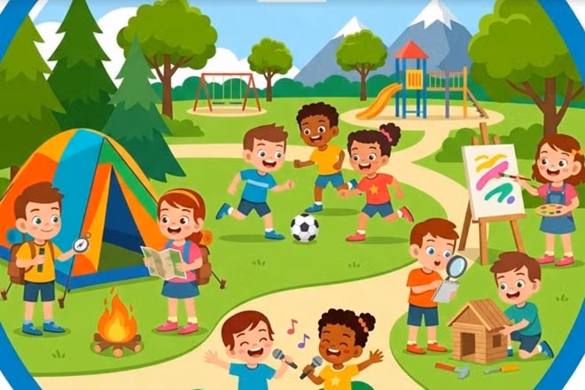 Hoạt động ngoại khóa góp phần hình thành kỹ năng sống cho trẻ em. Đồ họa: Thiện Nhân