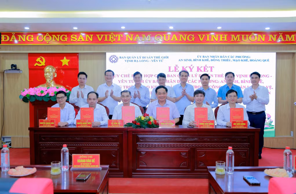 Ban Quản lý Di sản thế giới Vịnh Hạ Long – Yên Tử ký kết Quy chế phối hợp trong công tác quản lý, bảo vệ và phát huy giá trị di sản, di tích, tổ chức lễ hội tại Khu di tích lịch sử quốc gia đặc biệt nhà Trần với các phường: Đông Triều, An Sinh, Mạo Khê, Bình Khê, Hoàng Quế.