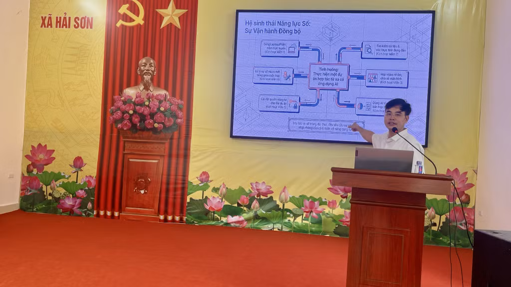 Các học viên được hướng dẫn kỹ năng sử dụng AI để xây dựng “trợ lý số” chuyên trách phục vụ từng lĩnh vực công việc.