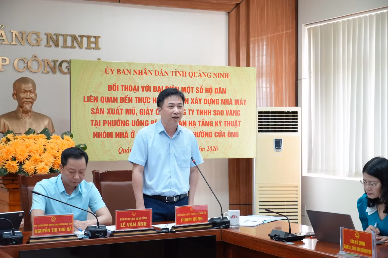Đồng chí Phạm Hùng, Cục trưởng Cục Thanh tra giải quyết khiếu nại, tố cáo khu vực 1 (Thanh tra Chính phủ) phát biểu tại buổi đối thoại.