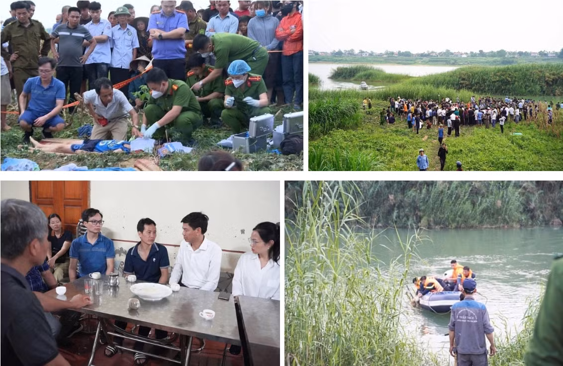 Ảnh hiện trường nơi xảy ra vụ việc đuối nước thương tâm ngày 18-5 - Ảnh: Xã Sông Lô