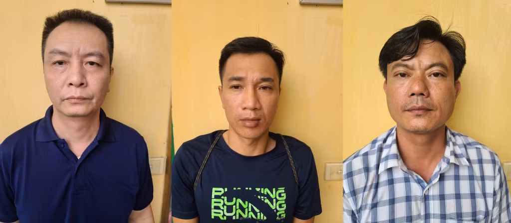 Các đối tượng Lê Vũ Tùng Lâm, Đỗ Văn Tuấn, Phạm Văn Phong (từ trái sang phải).