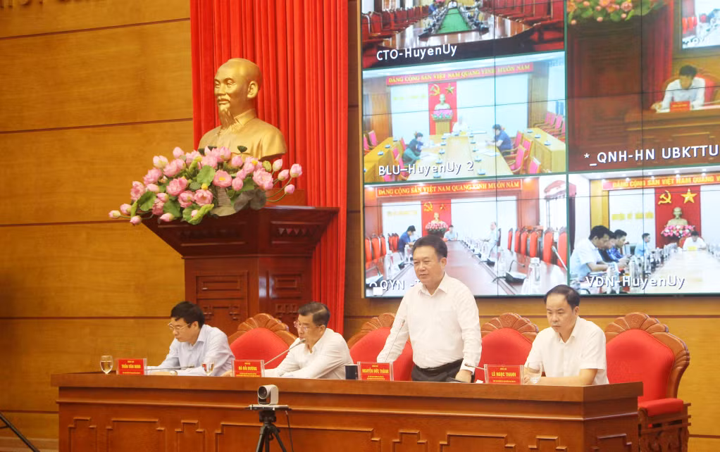 Đồng chí Nguyễn Đức Thành, Ủy viên Ban Thường vụ Tỉnh ủy, Chủ nhiệm Ủy ban Kiểm tra Tỉnh ủy, phát biểu kết luận hội nghị.