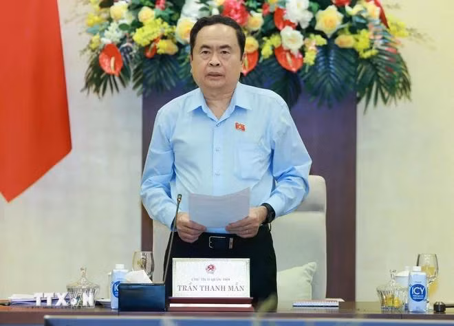 Chủ tịch Quốc hội Trần Thanh Mẫn phát biểu khai mạc.(Ảnh: Thống Nhất/TTXVN)
