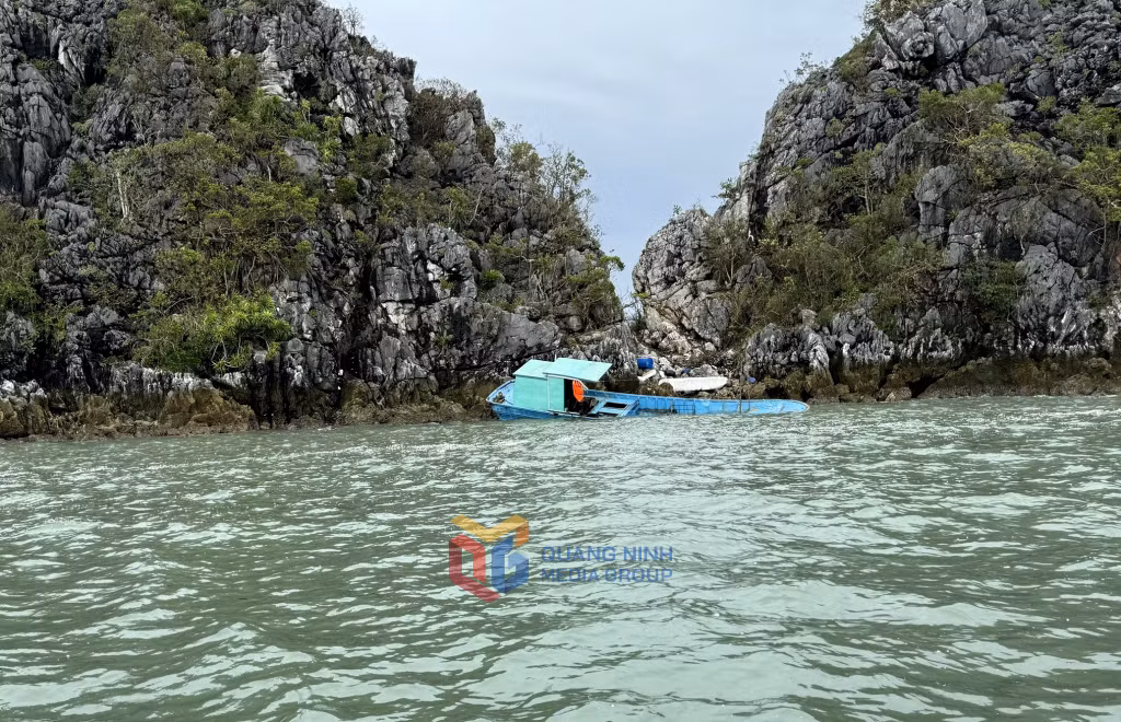 Tàu thuyền làm phương tiện di chuyển trên biển để trông coi, chăn nuôi thủy sản bị sóng đánh chìm gần như toàn bộ.