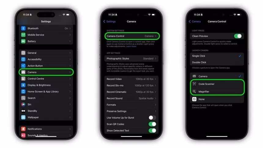 Cách chỉnh ứng dụng sẽ bật khi nhấn Camera Control. Ảnh: MacRumors.