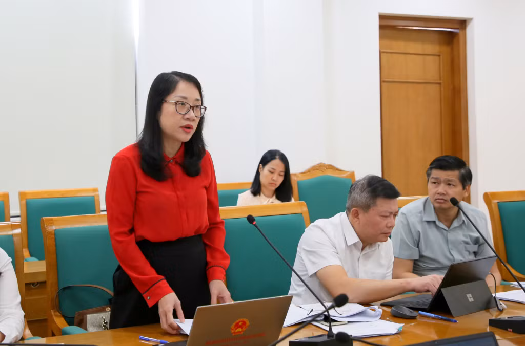 Đại diện các sở, ngành, đơn vị liên quan phát biểu đóng góp ý kiến tại cuộc họp.