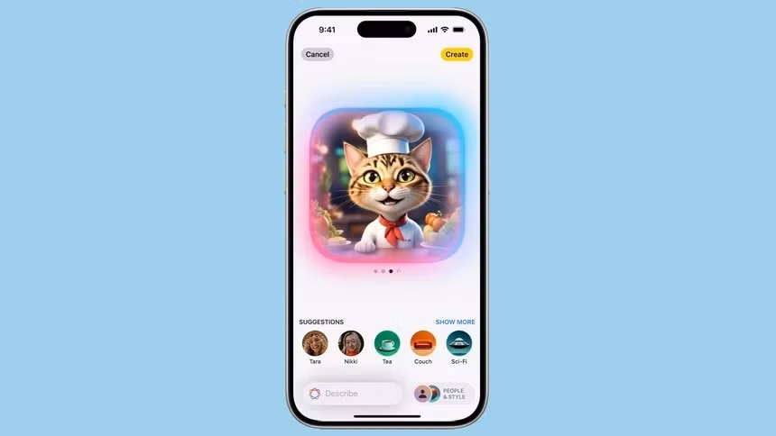 Image Playground giúp người dùng tạo ra hình ảnh hoạt hình dựa trên các câu lệnh đơn giản. Ảnh: 9to5mac.
