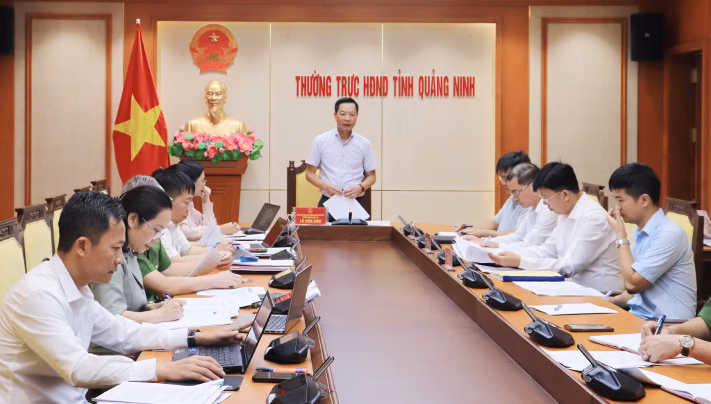 Đồng chí Lê Văn Ánh, Phó Chủ tịch HĐND tỉnh phát biểu tại buổi làm việc.