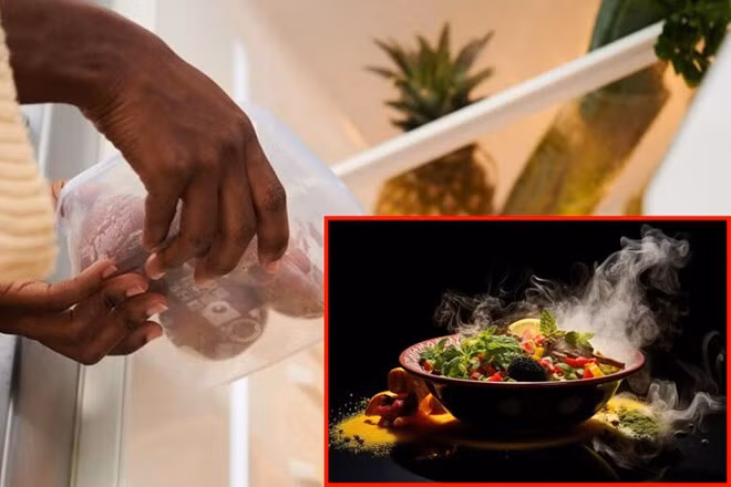 Để thực phẩm còn nóng vào trong tủ lạnh sẽ gây nguy hiểm cho sức khỏe của bạn. Đồ hoạ: Ngọc Thùy