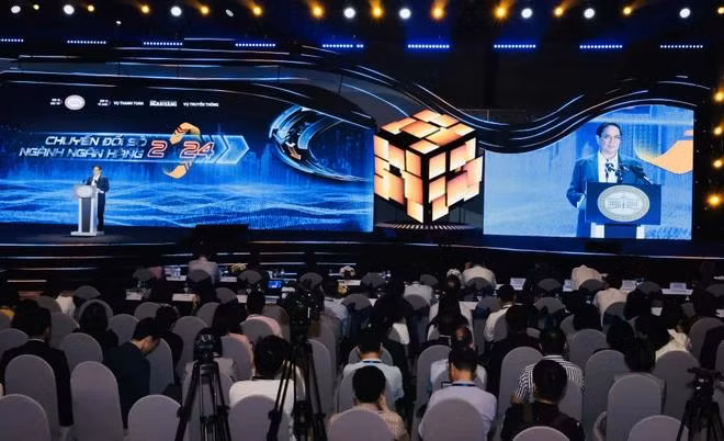 Diễn đàn Chuyển đổi Số ngành ngân hàng 2024. (Ảnh: Trần Việt/TTXVN)