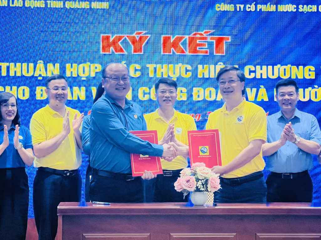 LĐLĐ tỉnh-Công ty CP Nước sạch Quảng Ninh ký kết chương trình Phúc lợi đoàn viên công đoàn và người lao động.