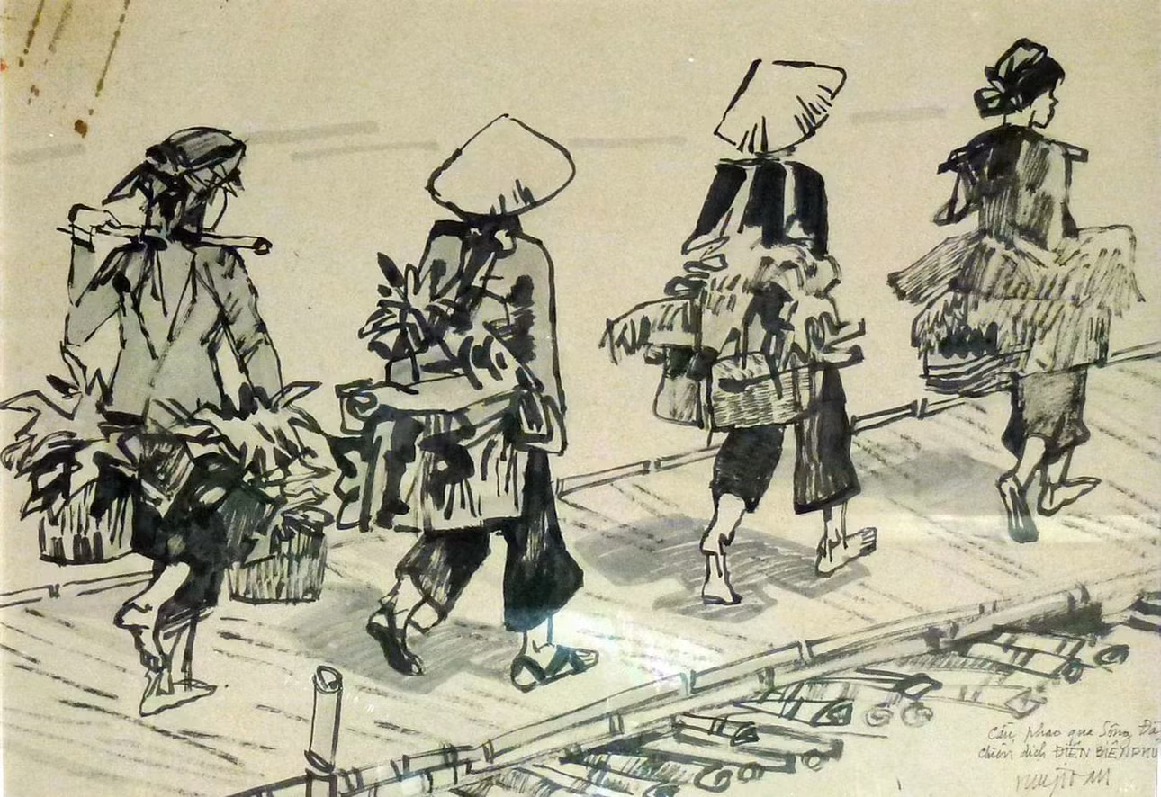 "Cầu phao qua sông Đà".