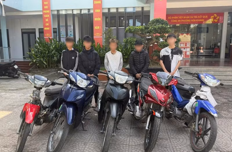 Nhóm 5 thiếu niên ở Đà Nẵng thực hiện nhiều vụ trộm xe máy liên tiếp trước khi bị bắt. Ảnh: CACC