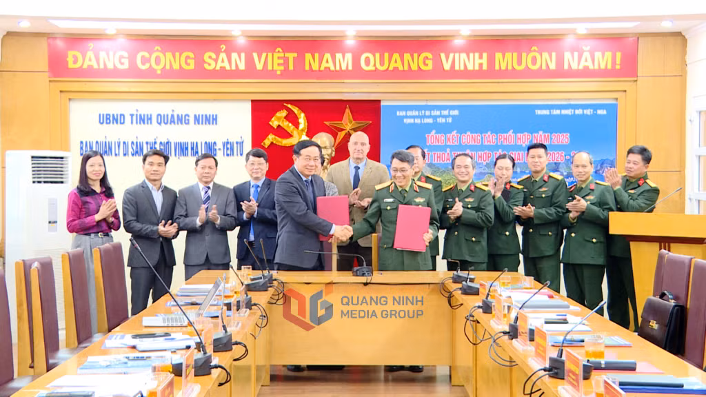 Ban Quản lý di sản thế giới vịnh Hạ Long - Yên Tử và Trung tâm Nhiệt đới Việt - Nga (Bộ Quốc phòng) ký kết thoả thuận hợp tác giai đoạn 2026-2030.