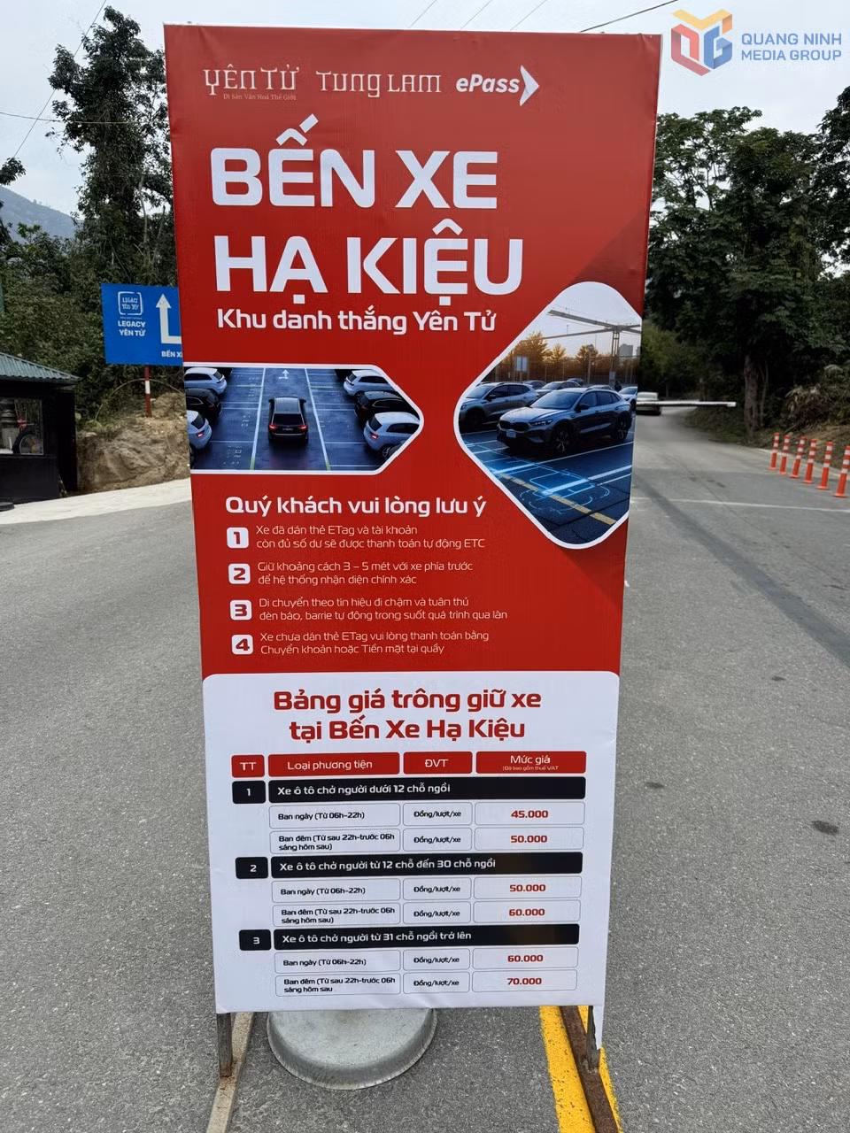 Mức phí trông giữ phương tiện tại Bến xe Hạ Kiệu. 