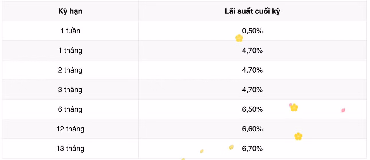 Biểu lãi suất tiết kiệm ngân hàng Vikki Bank. Ảnh: Vikki Bank