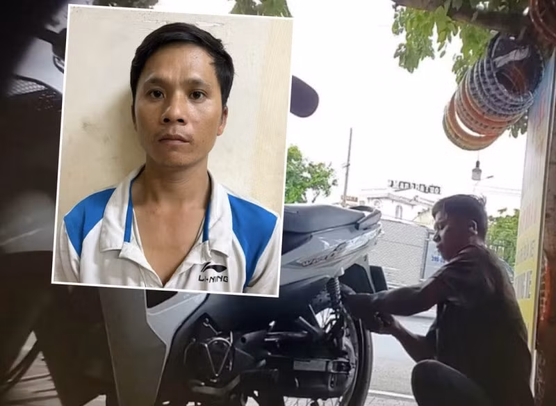 Chủ tiệm xe Mai Văn Cường bị bắt khi phá ruột, lốp xe của khách.