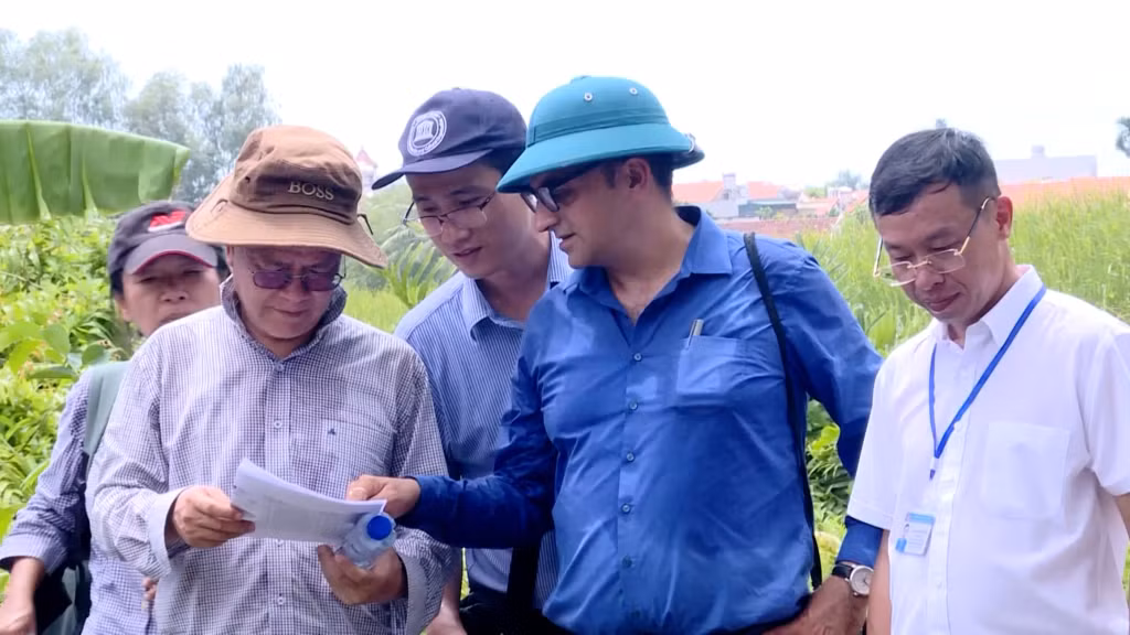 PGS.TS Trần Tân Văn và chuyên gia Di chỉ và di tích Quốc tế (ICOMOS) (thứ hai từ phải sang) trong chuyến thẩm định thực địa Khu di tích lịch sử Bạch Đằng.