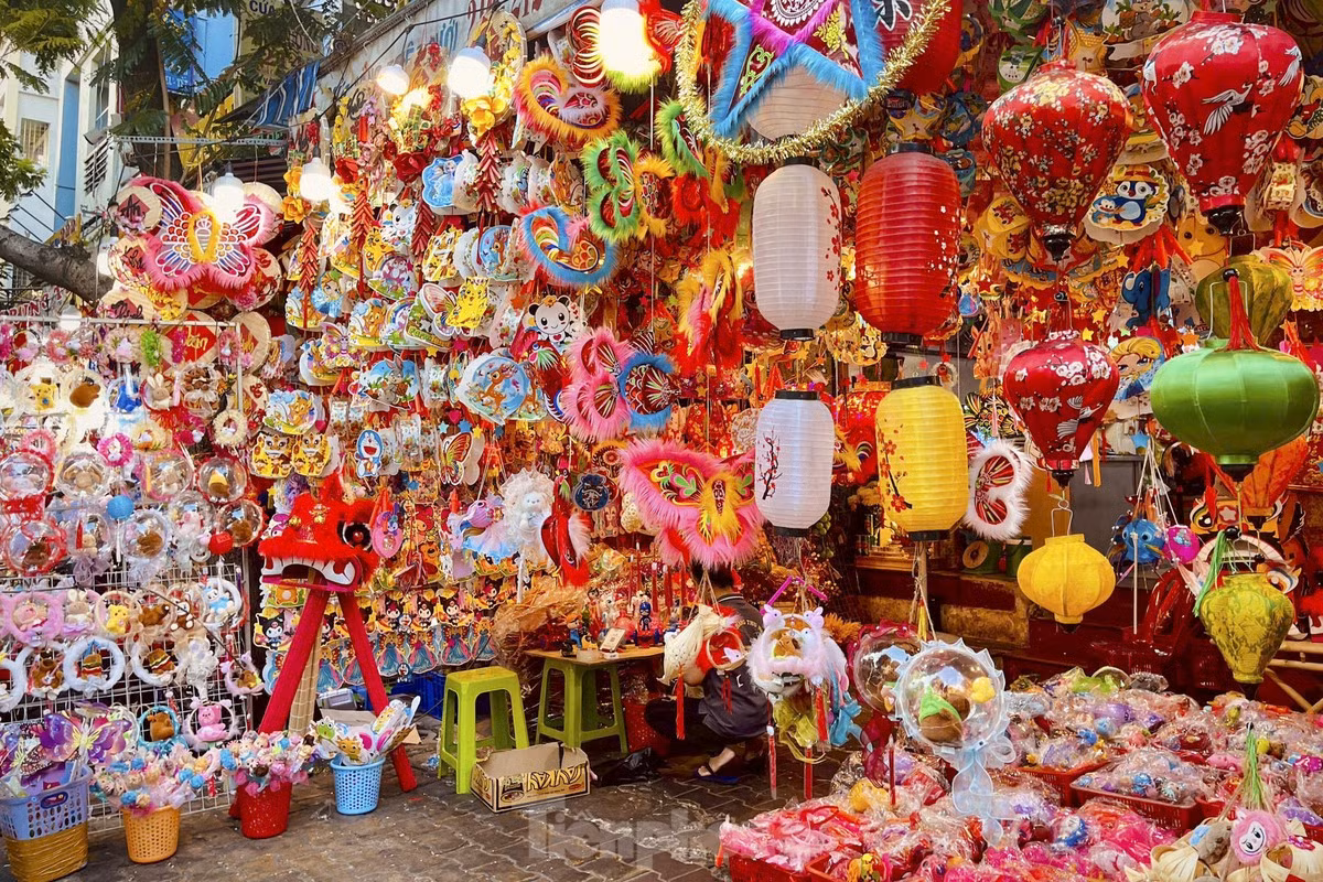 Dạo quanh con phố, có thể nhận thấy hàng trăm loại lồng đèn đủ màu sắc, kích cỡ và chất liệu được bày bán khắp các sạp.