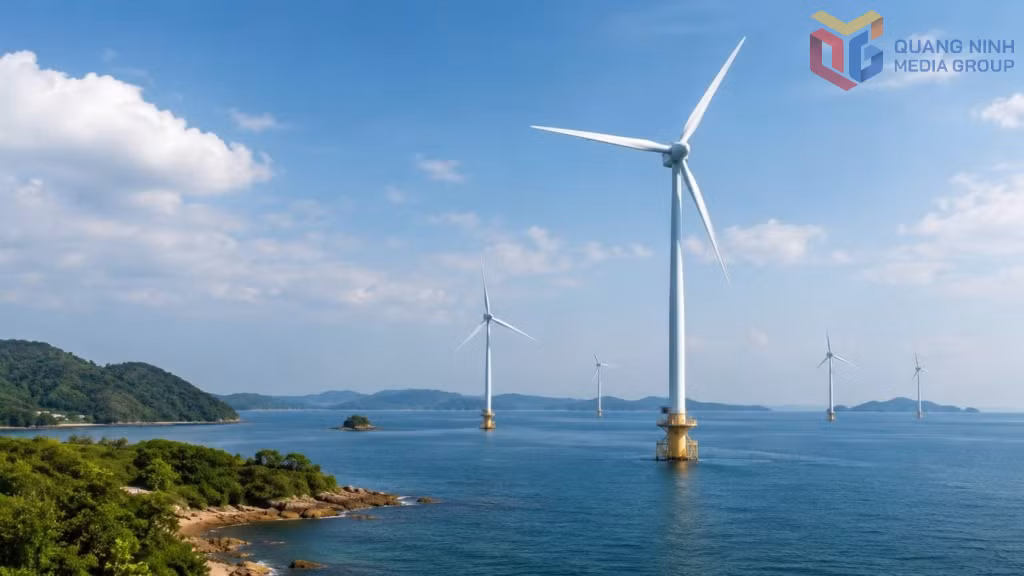 Phối cảnh minh họa Nhà máy điện gió Quảng Ninh 4 có công suất thiết kế 50MW tại đặc khu Cô Tô.