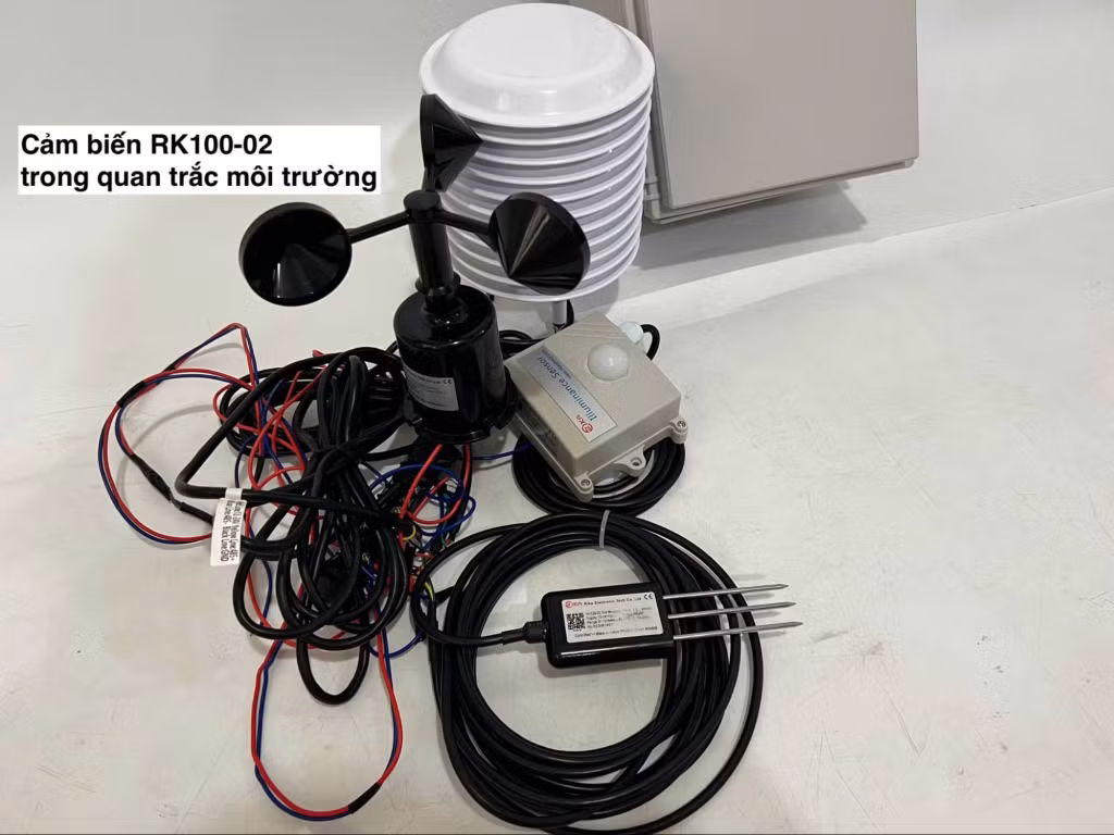 Cảm biến gió RK100-02 trong hệ thống quan trắc môi trường.