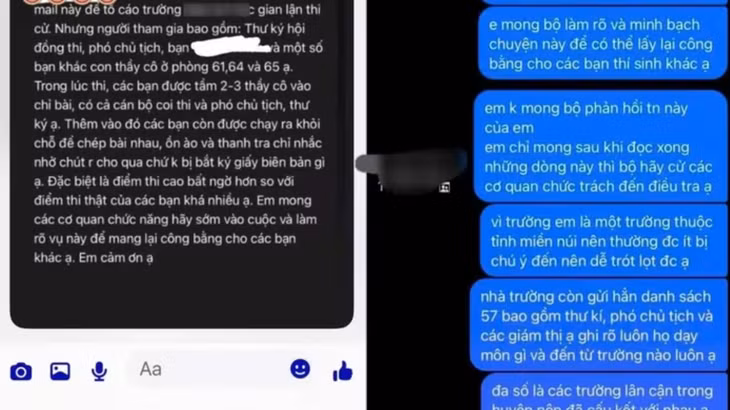 Thông tin tố cáo gian lận thi tốt nghiệp tại Điểm thi Trường THPT Lê Trực lan truyền trên mạng xã hội.